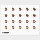 Sticker Rond Conception des chouettes (Feuille)