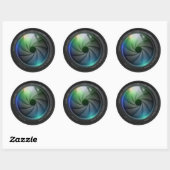Sticker Rond Conception des lentilles de zoom de l'appareil pho (Feuille)