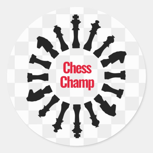 Sticker Rond Conception des pièces d'échecs (Devant)