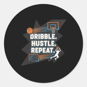 Sticker Rond Conception d'esquisse motivationnelle Dribble Hust