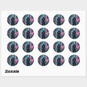 Sticker Rond Conception d'esthétique cyberpunk / rétro (Feuille)