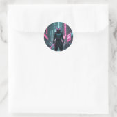 Sticker Rond Conception d'esthétique cyberpunk / rétro (Sac)