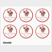 Sticker Rond Conception d'étiquette de vacances de Père Noël mo (Feuille)