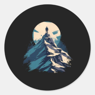 Sticker Rond Conception d'explorateur de sommet de montagne - E