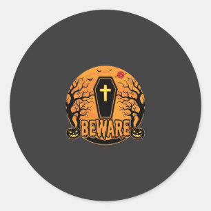 Sticker Rond Conception d'horreur de citrouille de cercueil d'H
