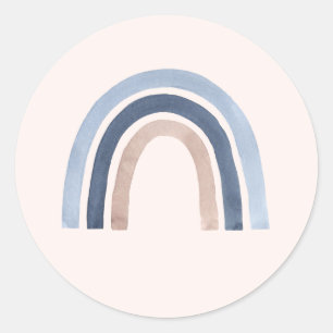 Sticker Rond Conception du Boho bleu et arc-en-ciel de pêche