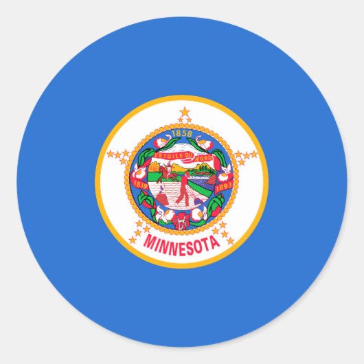 Sticker Rond Conception du drapeau de l'État du Minnesota (Devant)