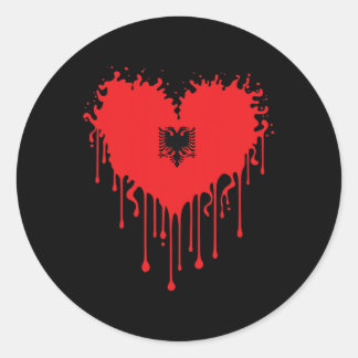 Sticker Rond Conception du drapeau du cœur d'Albynia pour un A