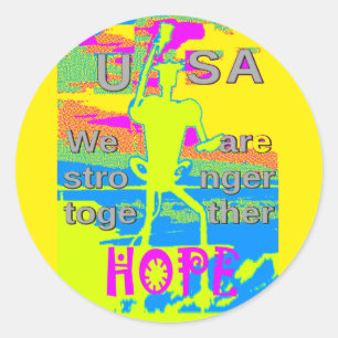 Sticker Rond Conception d'unité USA : Espoir et Force