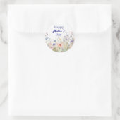 Sticker Rond Conception élégante de fleurs joyeuse fête des mèr (Sac)