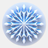 Sticker Rond Conception élégante de flocon de neige en 3D (Devant)