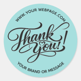 Sticker Rond Conception élégante de « Merci » avec cœur en lett