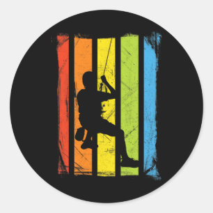 Sticker Rond Conception en détresse arc-en-ciel d'escalade de r