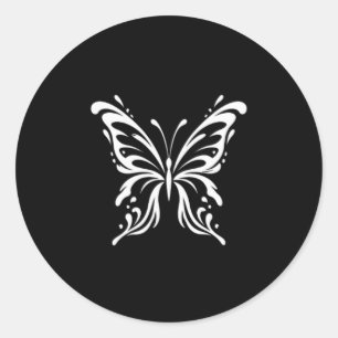 Sticker Rond Conception esthétique florale de papillon élégant