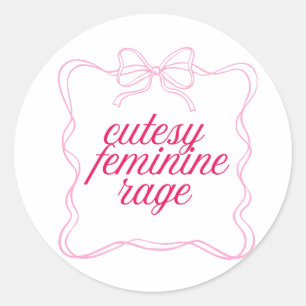 Sticker Rond Conception esthétique rose de colère féminine mign