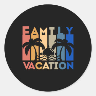 Sticker Rond Conception estivale mignonne de vacances familiale