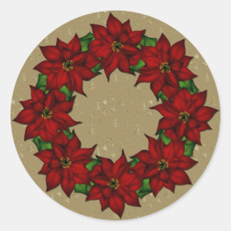 Sticker Rond Conception Festive Poinsettia