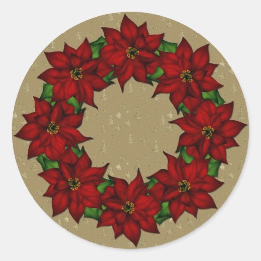Sticker Rond Conception Festive Poinsettia (Devant)