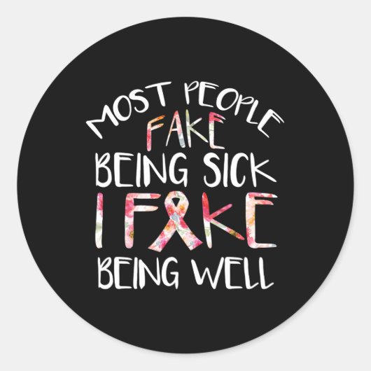 Sticker Rond Conception Fibromyalgie Guerrier Conscience Faux Ê (Devant)