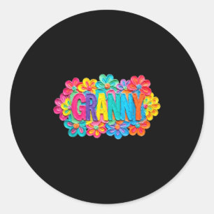 Sticker Rond Conception florale colorée de style argile grand-m