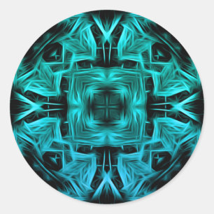 Sticker Rond Conception fractale de plasma électrique futuriste