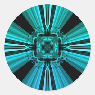 Sticker Rond Conception fractale de plasma électrique futuriste