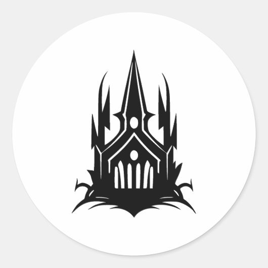 Sticker Rond Conception gothique minimaliste BW (Devant)