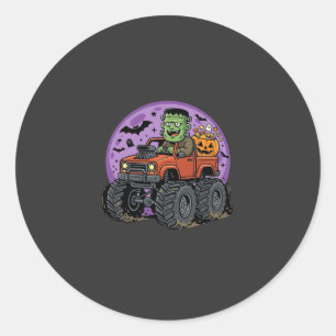 Sticker Rond Conception graphique de camion monstre Frankenstei