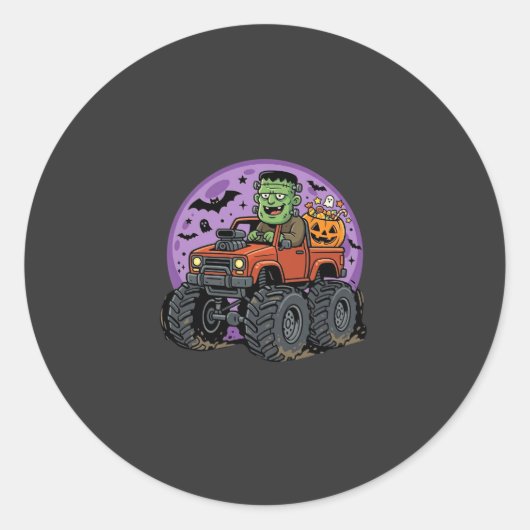 Sticker Rond Conception graphique de camion monstre Frankenstei (Devant)