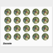 Sticker Rond Conception graphique de coup de soleil Border Coll (Feuille)
