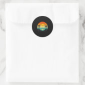 Sticker Rond conception graphique de palmiers au coucher du sol (Sac)