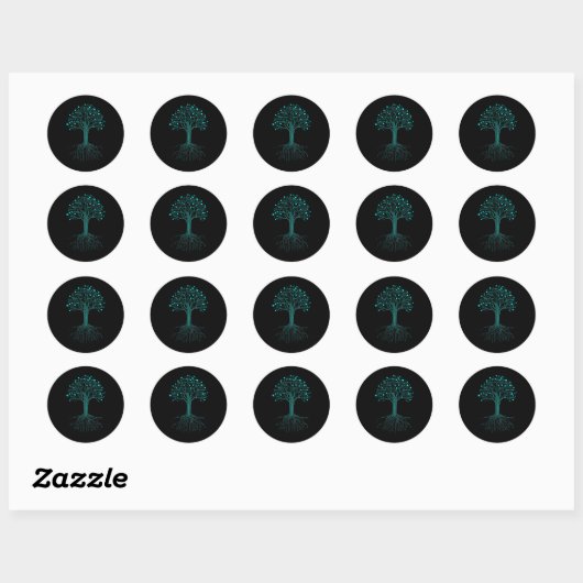 Sticker Rond Conception Graphique de Programmation de Codage Bi (Feuille)