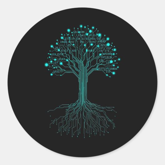 Sticker Rond Conception Graphique de Programmation de Codage Bi (Devant)