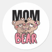 Sticker Rond Conception Graphique Maman Ours Mignonne (Devant)