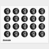 Sticker Rond Conception Graphique Verticale de Cycologiste de V (Feuille)