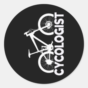 Sticker Rond Conception Graphique Verticale de Cycologiste de V