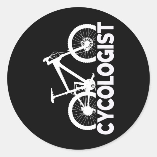 Sticker Rond Conception Graphique Verticale de Cycologiste de V (Devant)