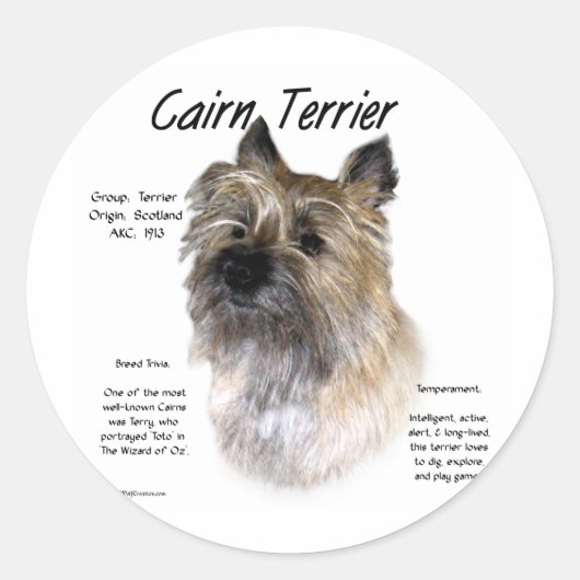 Sticker Rond Conception historique de Cairn Terrier (Devant)