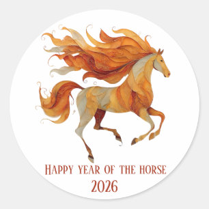 Sticker Rond Conception Joyeuse Année du Cheval 2026
