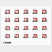 Sticker Rond conception Little Red Wagon (Feuille)
