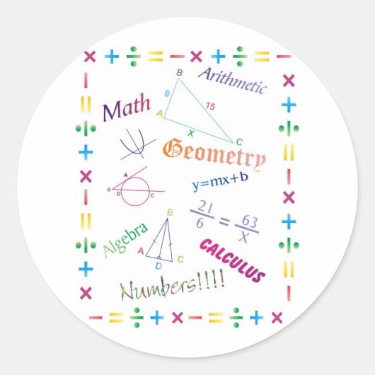 Sticker Rond Conception mathématique (Devant)