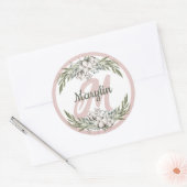 Sticker Rond Conception minimale de fleurs de coton en monogram (Enveloppe)