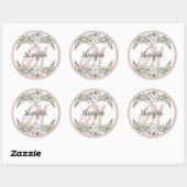 Sticker Rond Conception minimale de fleurs de coton en monogram (Feuille)