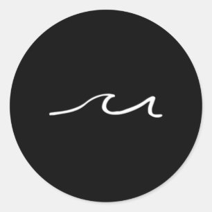 Sticker Rond Conception minimaliste de vague océanique amateur