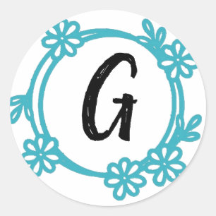 Sticker Rond Conception moderne de monogramme floral