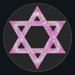 Sticker Rond Conception ornée de bijoux pourpre d'étoile de<br><div class="desc">une jolie étoile de David dans conception ornée de bijoux rose/violacée….{graphique par MarloDeeDesigns.com}</div>