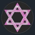 Sticker Rond Conception ornée de bijoux pourpre d'étoile de<br><div class="desc">une jolie étoile de David dans conception ornée de bijoux rose/violacée….{graphique par MarloDeeDesigns.com}</div>