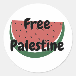 Sticker Rond Conception pacifique de pastèque pour la Palestine