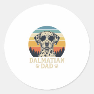 Sticker Rond Conception Papa Dalmatien Vintage pour Amateur de