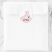 Sticker Rond Conception Patinage sur glace rose (Sac)